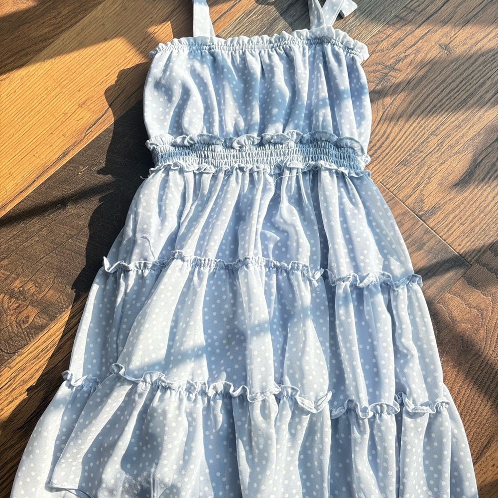 Rare Editions Blue Ruffled Tiered Sundress